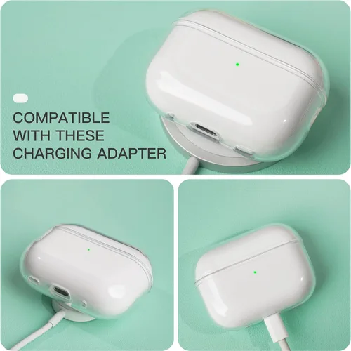 Vista 2 de Funda transparente compatible con AirPods Pro 2, funda protectora de TPU suave [LED frontal visible] [antiamarilleo] compatible con AirPods Pro