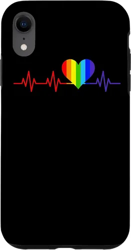Vista 25 de Gay EKG Pulse Heartbeat Pride Flag y Queer LGBTQ Rainbow Case para iPhone 17