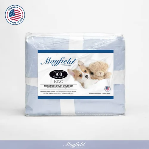 Vista 7 de Mayfield Juego de funda de edredón para cama King con fundas de almohada, fabricado en Estados Unidos, 100% algodón, juego de funda de edredón
