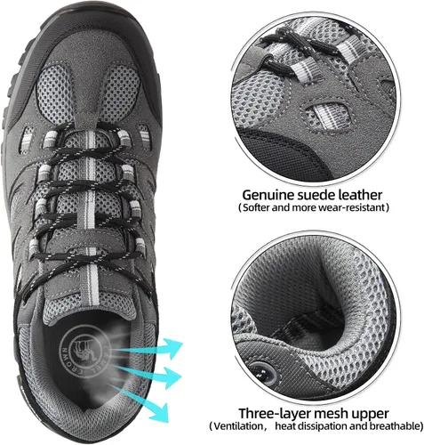 Vista 2 de CAMELSPORTS Zapatos de senderismo para hombre con parte superior baja, zapatos de senderismo para hombre, soporte de tobillo transpirable