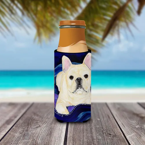 Vista 3 de Caroline's Treasures SS8126MUK Bulldog francés Ultra Hugger para latas delgadas puede enfriar la manga Hugger lavable a máquina para bebidas