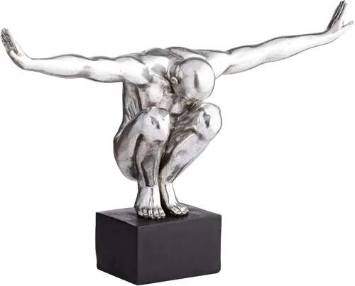 Vista 2 de Kensington Hill Gimnasta masculino Pose 19 1/2" Escultura de plata de ancho