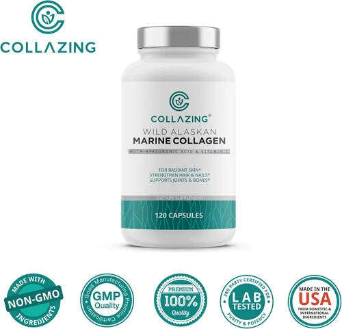 Vista 4 de Péptidos de colágeno marino capturados en Alaska con ácido hialurónico y vitamina C - Apoya la piel, el cabello, las uñas, las articulaciones