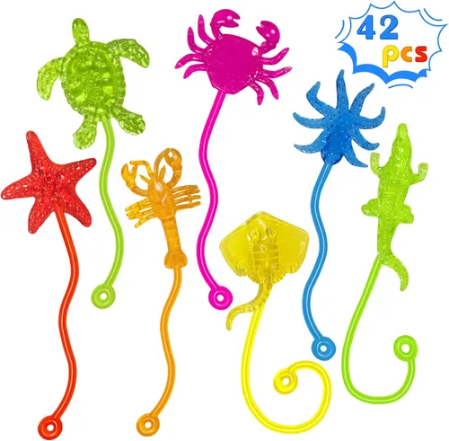 Vista 16 de Sticky Hands a Granel 36 Piezas Favores de Fiesta de Tractores y Autos para Niños Juguetes de Mano Pegajosa Elástica con Forma de Tractores Rellenos
