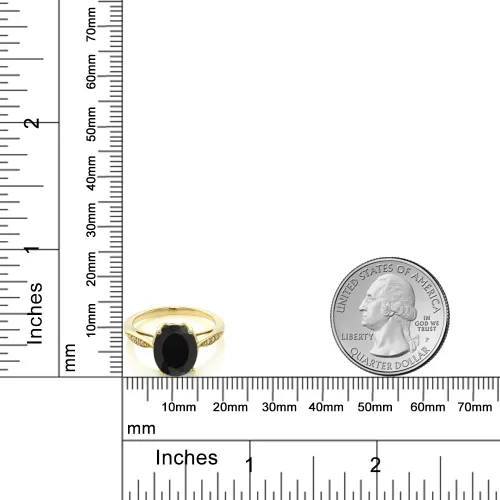 Vista 12 de Gem Stone King Anillo de compromiso de oro amarillo de 14 quilates de 2-3 quilates con piedra preciosa ovalada de 0.394 x 0.315 in y diamantes