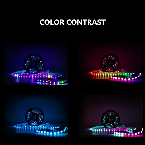Vista 2 de WS2812b Kit de tira LED direccionable individualmente de 9.8 pies, 60 píxeles/m, luces LED inteligentes RGB IC tira de píxeles, controlador WS2812b