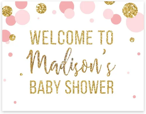 Vista 8 de Andaz Press Colección de fiesta de baby shower de niña con purpurina de oro rosa rubor, pancarta colgante con cuerda, Welcome Baby!, 5 pies, 1 juego