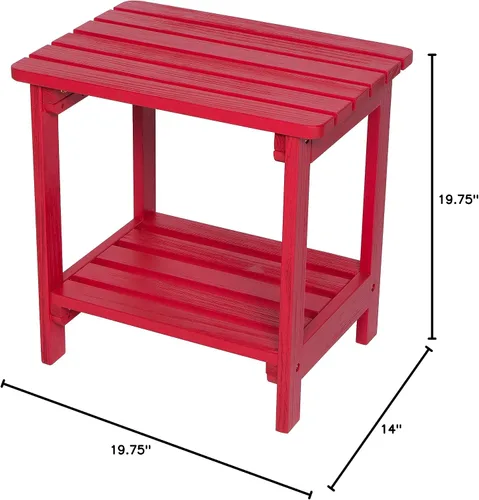 Vista 3 de Shine Company Providence - Mesa auxiliar rectangular de madera maciza, mesa de patio Adirondack para exteriores, color rojo chile Rojo (Chili Red)