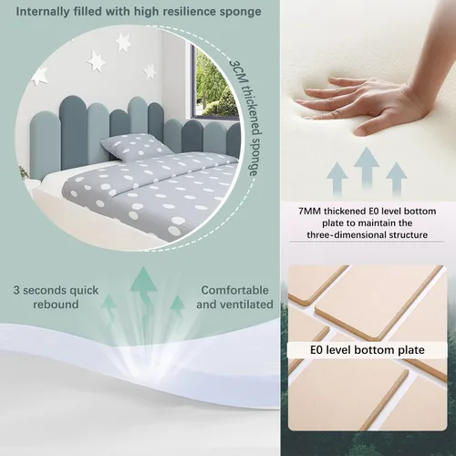 Vista 5 de Calcomanías de pared anticolisión para niños, paneles de pared suaves 3D, autoadhesivas para dormitorio, sala de juegos, cuarto de niños, cojín