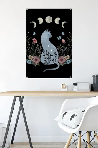 Vista 6 de Trends International Dibujo episódico - Póster de pared de gato en la colina, 22.37 x 34.00 pulgadas, paquete de póster premium y alfiler