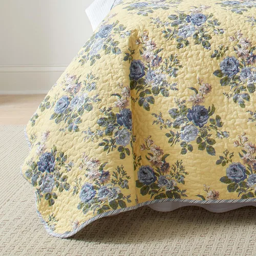 Vista 7 de Laura Ashley - Juego de edredón tamaño Queen, ropa de cama reversible de algodón con fundas a juego, decoración ligera del hogar para todas