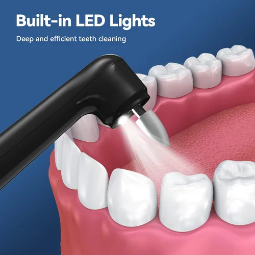 Vista 5 de Pulidor de dientes recargable, pulidor de dientes con 5 cabezales de repuesto y modos de limpieza, recargable por USB, impermeable IPx6, removedor