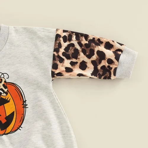 Vista 4 de Conjunto de Halloween para bebé y niña, sudadera de manga larga con estampado de letras, ropa de otoño