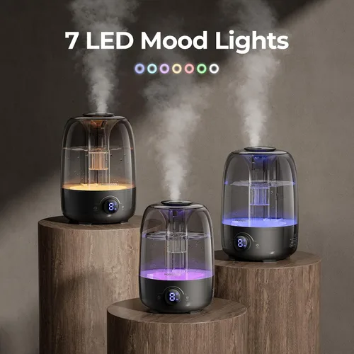 Vista 6 de Homvana Humidificadores para difusores de dormitorio, humidificador de niebla fría de 3.5 L de llenado superior, difusor de tiempo de funcionamiento