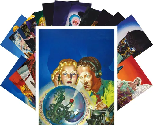 Vista 26 de PIXILUV Postales vintage 24 piezas SciFi Vintage Comic Book Art Magazine Covers