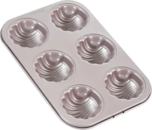 Vista 12 de CHEFMADE Juego de Moldes Mini para Pasteles Madeleine, 4 Piezas de 3 Pulgadas Antiadherentes con Forma de Concha Esférica Madeleine para Hornear