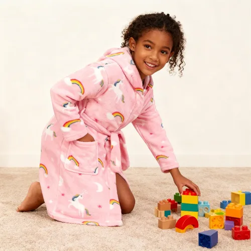 Vista 191 de E.W Apparel Bata de baño de forro polar con capucha para niños, bata suave y mullida para niños pequeños