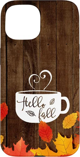 Vista 6 de Hello Fall - Taza de café para iPhone 16, diseño de hojas de otoño