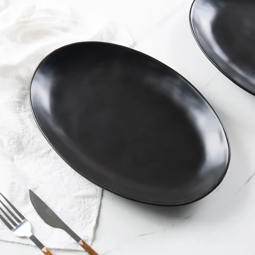 Vista 4 de Platos de porcelana para servir, bandejas grandes de 12 pulgadas, platos ovalados para aperitivos de postre, carne/entretenimiento/fiesta, juego
