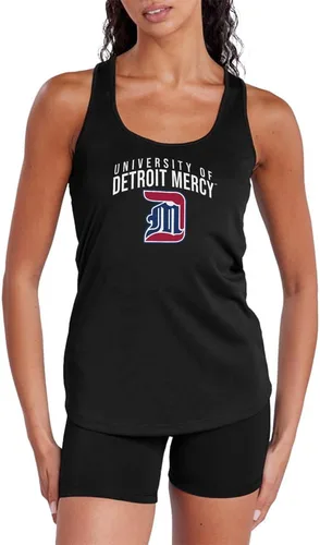 Vista 242 de Camiseta deportiva sin mangas oficial de NCAA Collegiate para mujer, con espalda cruzada, colección con logotipo primario