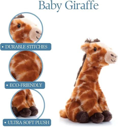 Vista 9 de The Petting Zoo Jirafa de peluche, muñeco de felpa, regalos para niños, colección Wild Onez Babiez Zoo Animals, peluche de jirafa 6 pulgadas