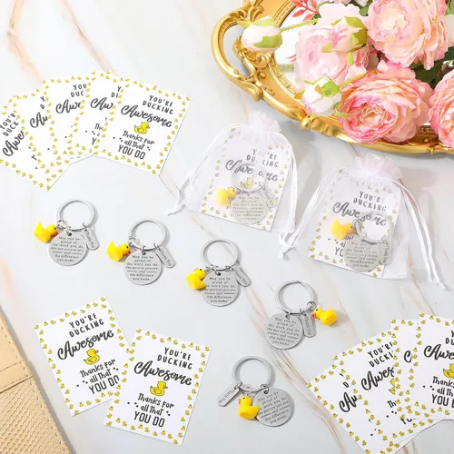 Vista 4 de Sasylvia 25 juegos de regalos de agradecimiento a los empleados, llavero con cita de agradecimiento a granel con bolsas de organza, tarjetas