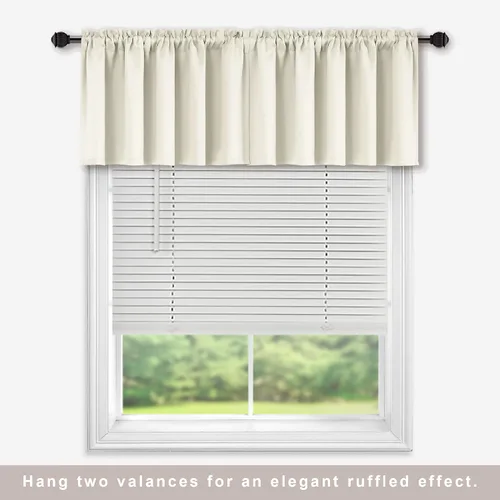 Vista 2 de KOUFALL Cenefa beige para ventanas de 16 pulgadas de largo, cortinas cortas para filtrar la luz sobre el fregadero