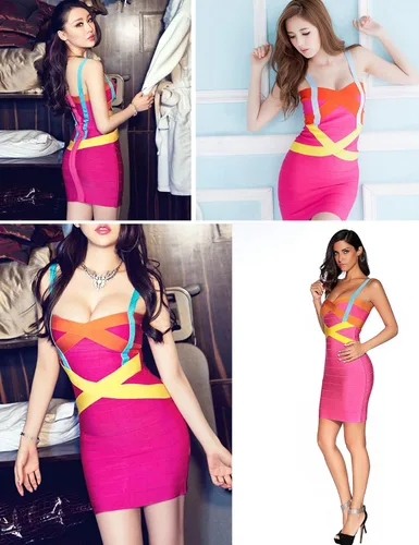 Vista 3 de Meilun - Vestido ajustado con tirantes de fiesta estilo celebridad, vestido tipo lápiz para mujer