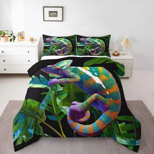 Vista 238 de Erosebridal Juego de edredón de hojas de cannabis, juego de ropa de cama de marihuana con estampado colorido de plantas, decoración bohemia de 2