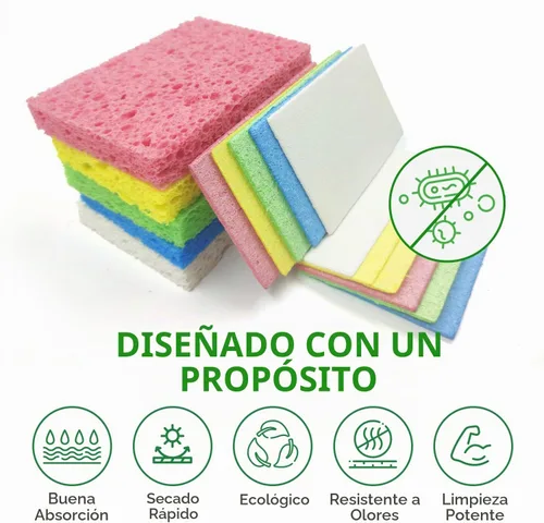 Vista 4 de AIRNEX Esponjas de celulosa comprimida – Paquete de 16 esponjas naturales para platos desplegables para cocina – Esponjas de limpieza compostables a