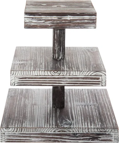 Vista 6 de MyGift Soporte para cupcakes de 3 niveles, soporte de exhibición de postres de madera soplada, bandeja escalonada para pasteles, decoración de mesa