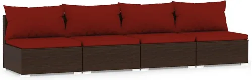Vista 13 de Patio 3 Seater Sofa with Cushions Brown Poly Rattan Brown and Green