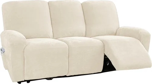 Vista 9 de vctops 4 fundas elásticas de felpilla de lujo para sillas reclinables, protector suave de muebles con parte inferior elástica para niños, gatos, Azul
