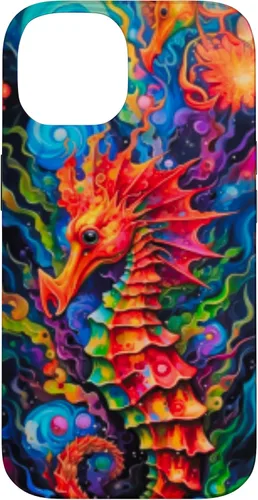 Vista 4 de Funda para iPhone 14 Plus Seahorse Coastal Colorful Ocean Life Art Aquarium Lover Case