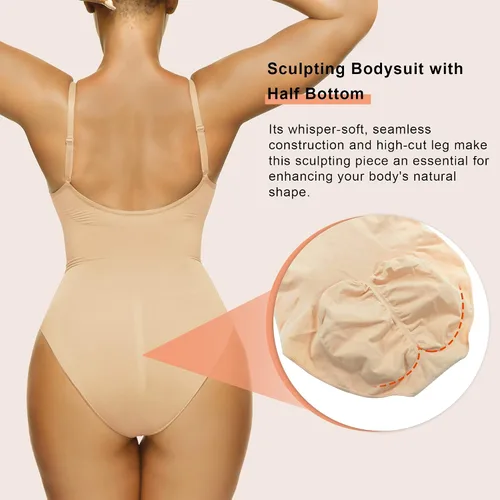 Vista 2 de SHAPERX - Body tipo faja moldeadora para mujer, con control de abdomen, sin costuras, para moldear la cintura, compresión del cuerpo