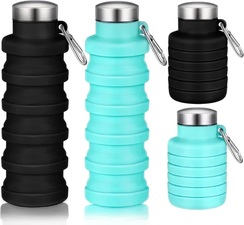 Vista 8 de Baderke - 2 botellas de agua plegables, 17 onzas, negro, gris y blanco