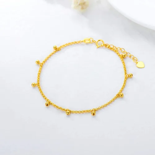 Vista 3 de SISGEM 18K Real Gold Women Bracelet, Yellow Gold Diamond Cut Balls Bracelet Italian Mesh Link Chain Bracelet Jewelry Giftd for Her, Wife, Mom, 6.5
