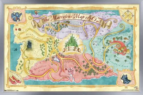 Vista 11 de The Wizard Of Oz - Póster de pared de mapa, 22.4 pulgadas de largo x 14.7 pulgadas de ancho, versión enmarcada de madera de granero