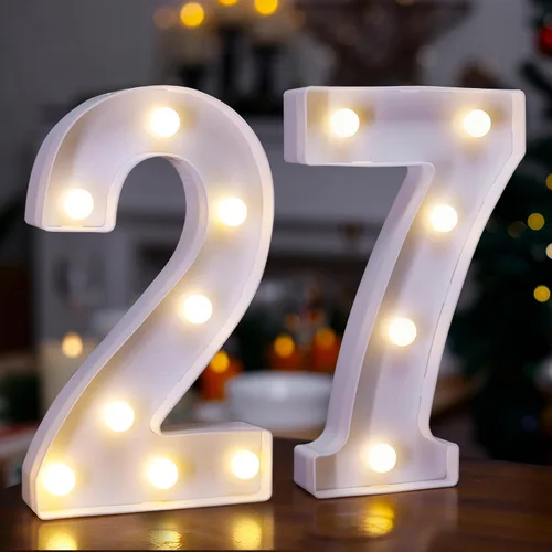 Vista 16 de Números con luz LED, letrero de número de marquesina para decoración de cumpleaños de 10 años (10)