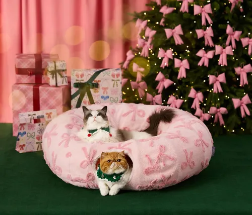 Vista 14 de Lesure Donut - Linda cama de túnel para gatos jacquard, grande, juguetes Arco Rosa Taffy