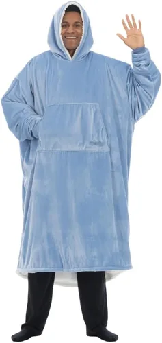 Vista 10 de THE COMFY Original - Manta de forro polar de microfibra con forro sherpa, diseño de gran tamaño con capucha y bolsillo de Shark Tank