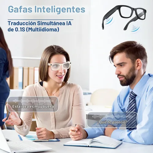 Vista 4 de TREEFIA Lentes inteligentes AI con cámara HD 1080P, traducción en tiempo real AI, audio Bluetooth, lentes inteligentes con cámara, grabadora