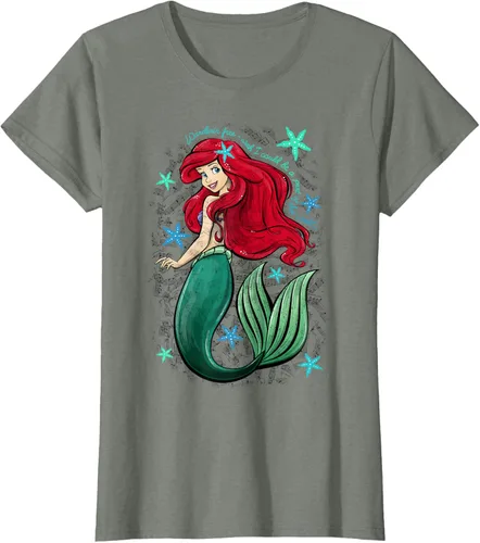 Vista 13 de Disney The Little Mermaid - Camiseta con notas musicales de Ariel, talla S Blanco