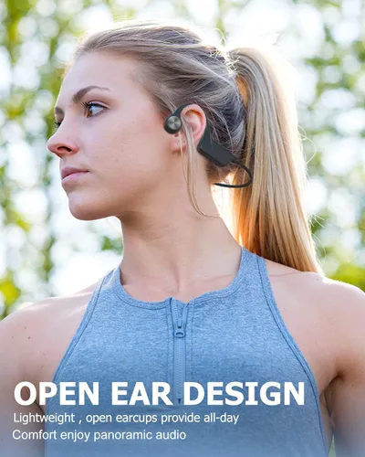 Vista 3 de MONODEAL Auriculares de conducción ósea Bluetooth Auriculares inalámbricos IPX5 impermeables con micrófono Auriculares deportivos de larga duración