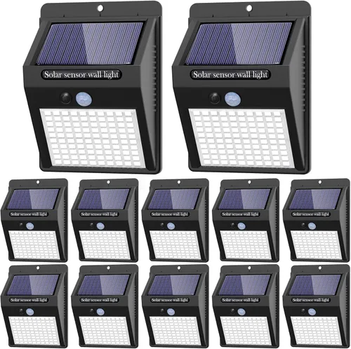 Vista 14 de 2 paquetes de luces solares para exteriores con sensor de movimiento - 3 modos/100 LED, luces solares de seguridad inalámbricas, resistentes al agua