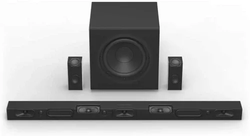 Vista 2 de VIZIO 5.1.4 Barra de sonido premium con Dolby Atmos, DTS Virtual:X, subwoofer inalámbrico, altavoces envolventes traseros, Bluetooth, compatible