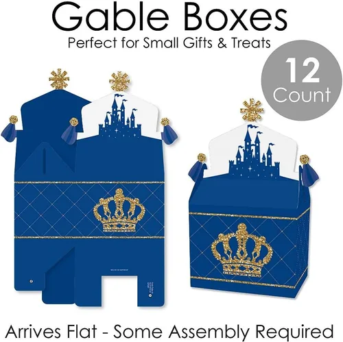 Vista 5 de Big Dot of Happiness Royal Prince Charming – Caja de regalo para fiestas – Baby Shower o fiesta de cumpleaños – Cajas de regalo – Juego de 12