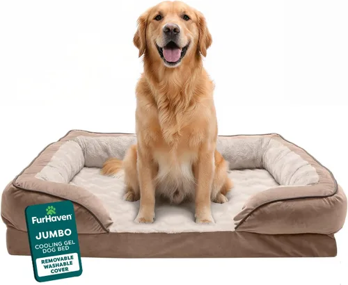 Vista 16 de Furhaven Cama de Gel Refrescante para Perros Medianos/Pequeños con Refuerzos Extraíbles y Funda Lavable, Para Perros de Hasta 35 lbs - Sofá