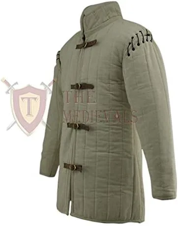 Vista 2 de Medieval Gambeson Abrigo acolchado grueso Aketon Jacket Armor - Tejidos de algodón blanco roto