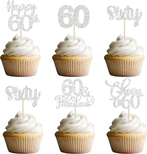 Vista 40 de Paquete de 30 adornos para cupcakes con purpurina de doble dígito para cumpleaños de 10 años, para cumpleaños, aniversario, fiesta, suministros